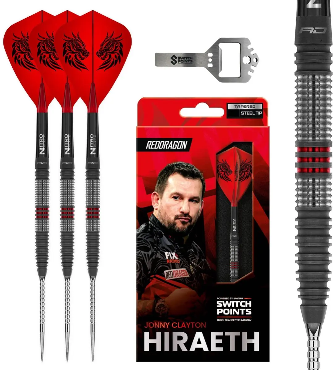Red Dragon Jonny Clayton Hiraeth Switch Point 90% Dartpijlen
