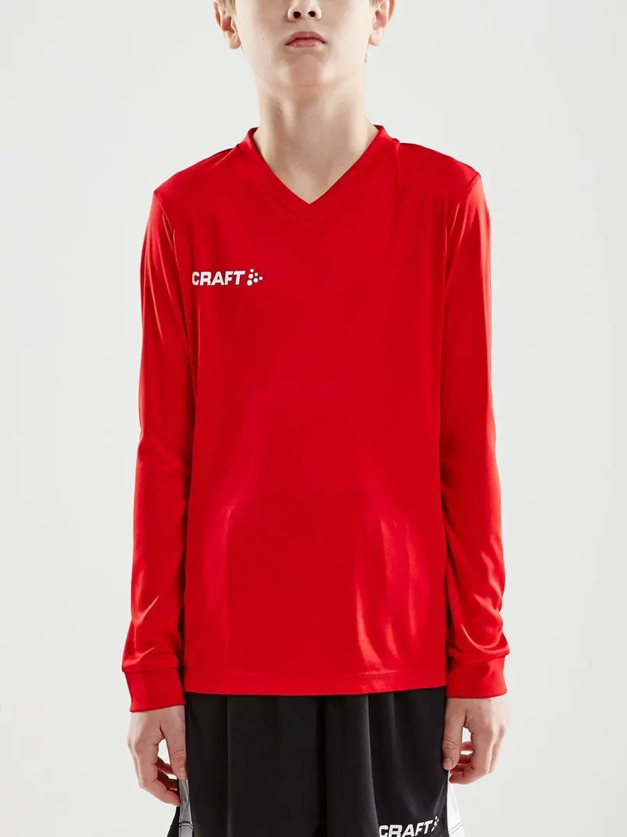 Craft Squad Jersey Solid LS Sportshirt Junior - Maat 158 - Rood/Wit