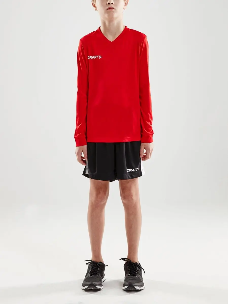 Craft Squad Jersey Solid LS Sportshirt Junior - Maat 158 - Rood/Wit