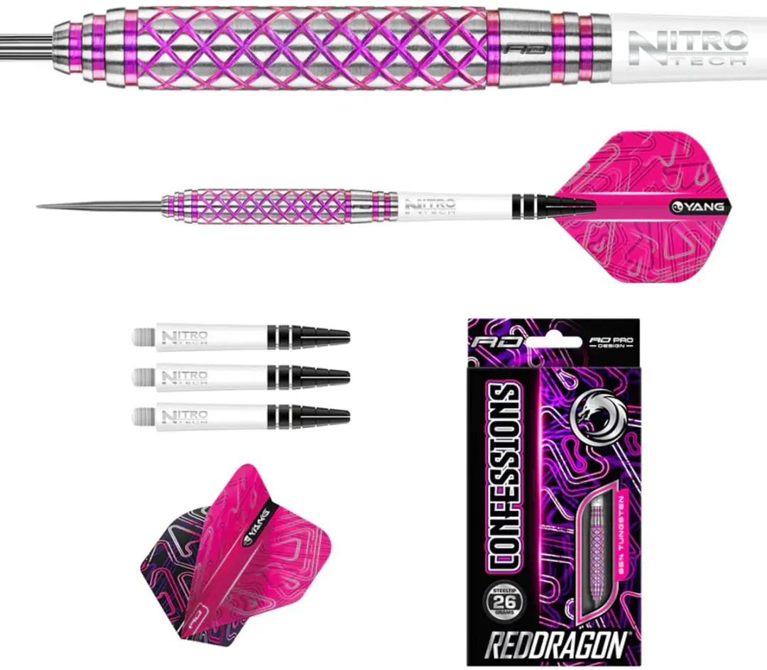 Red Dragon Confession 85% Dartpijlen - 3 Stuks - Roze/Zilver