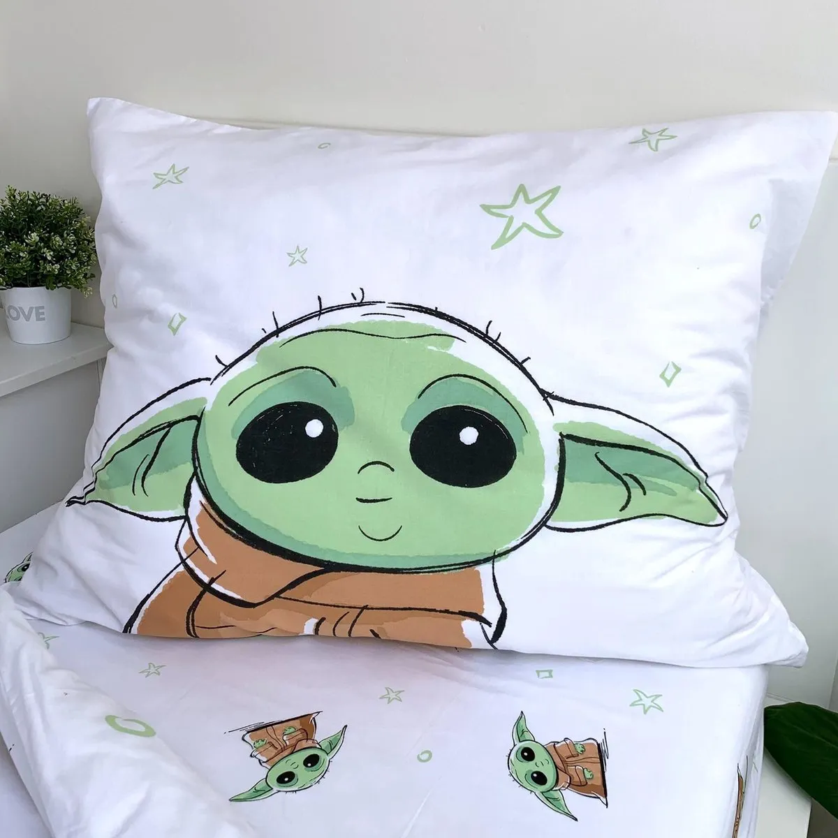 Star Wars Dekbedovertrek Baby Yoda - 140x200cm - Multicolor