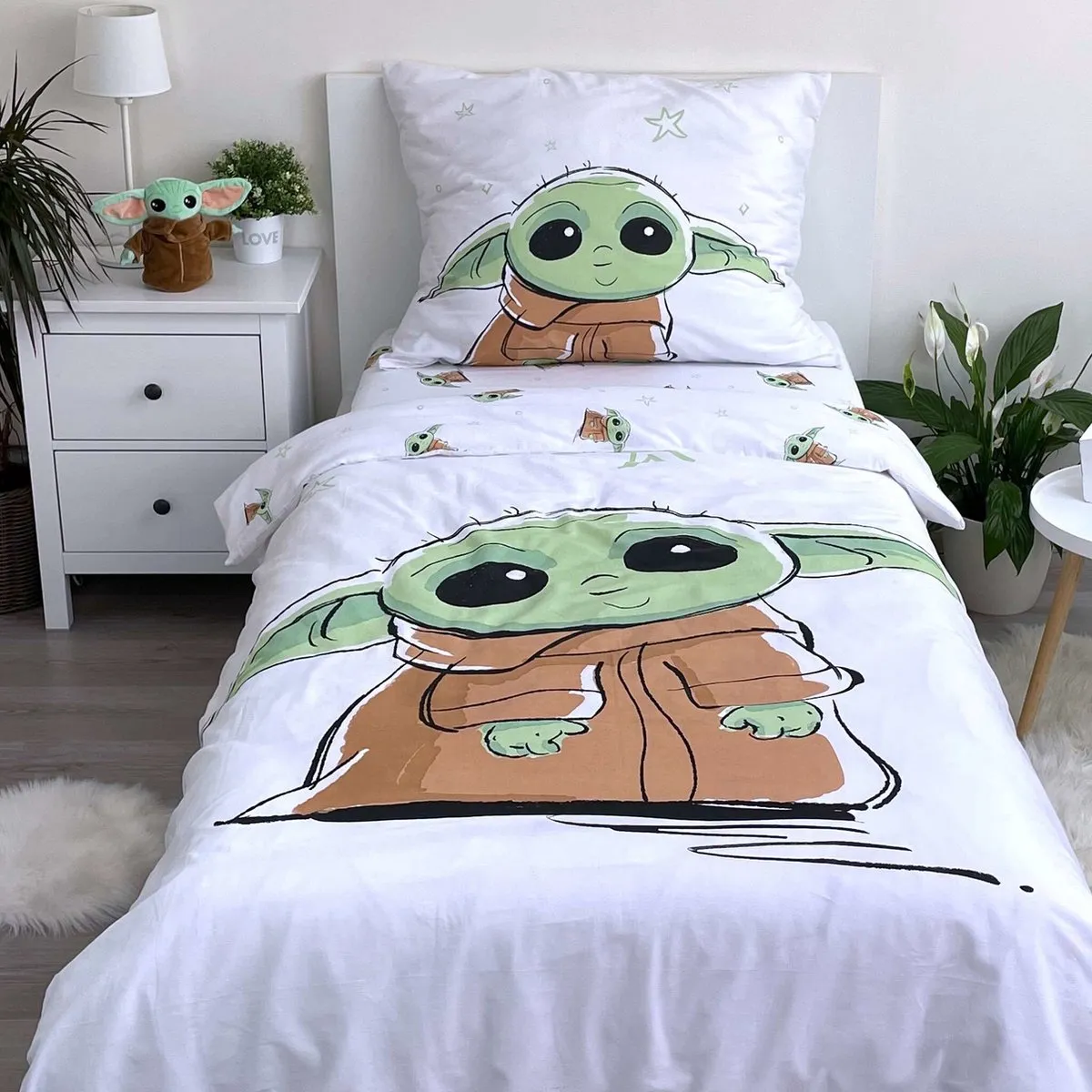 Star Wars Dekbedovertrek Baby Yoda - 140x200cm - Multicolor