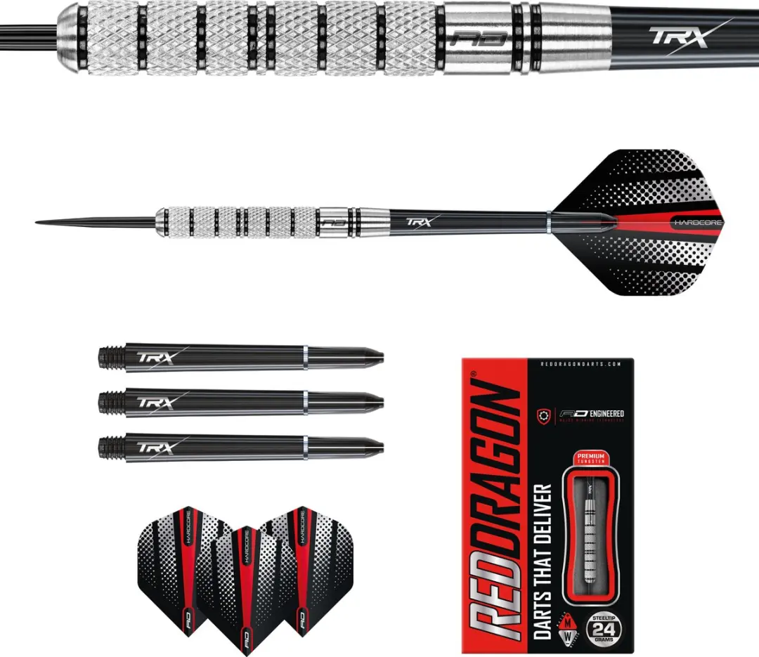 Red Dragon Crusader 80% Dartpijlen 3 Stuks - Zilver/Zwart