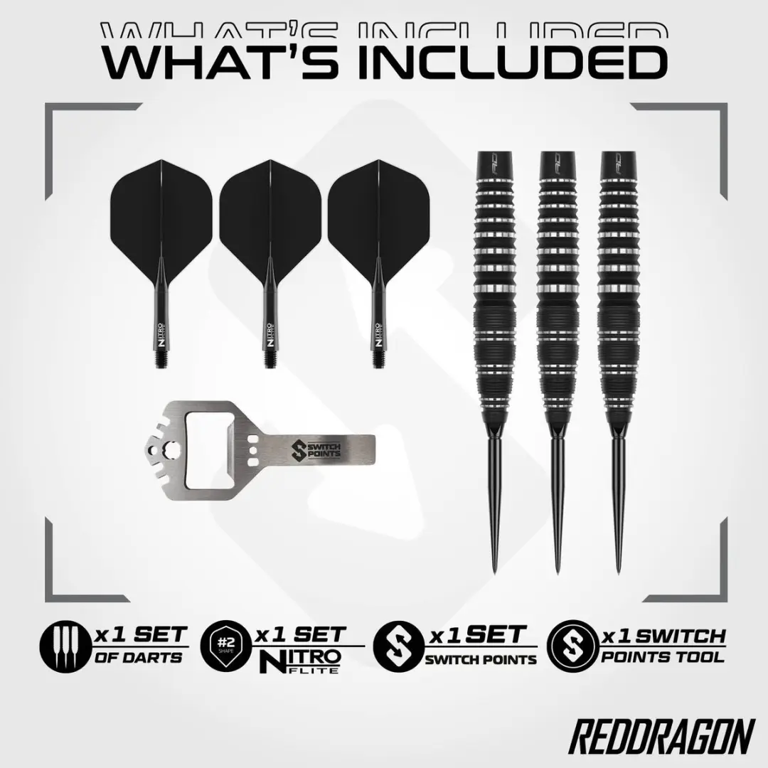 Red Dragon Sable Black Bomb Switch Point Dartpijlen - 3 Stuks