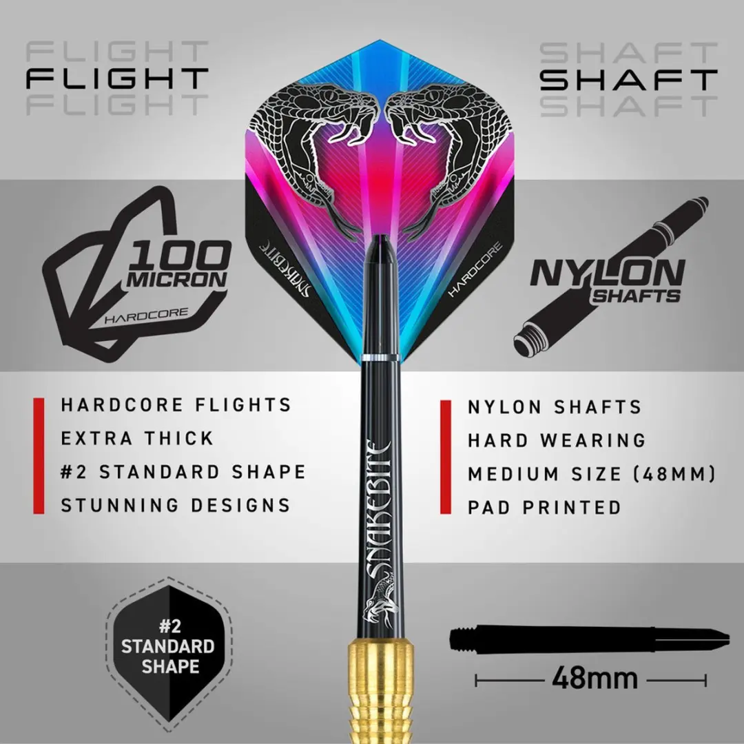 Red Dragon Peter Wright Snakebite Dartpijlen - 3 Stuks - Blauw/Goud/Zwart