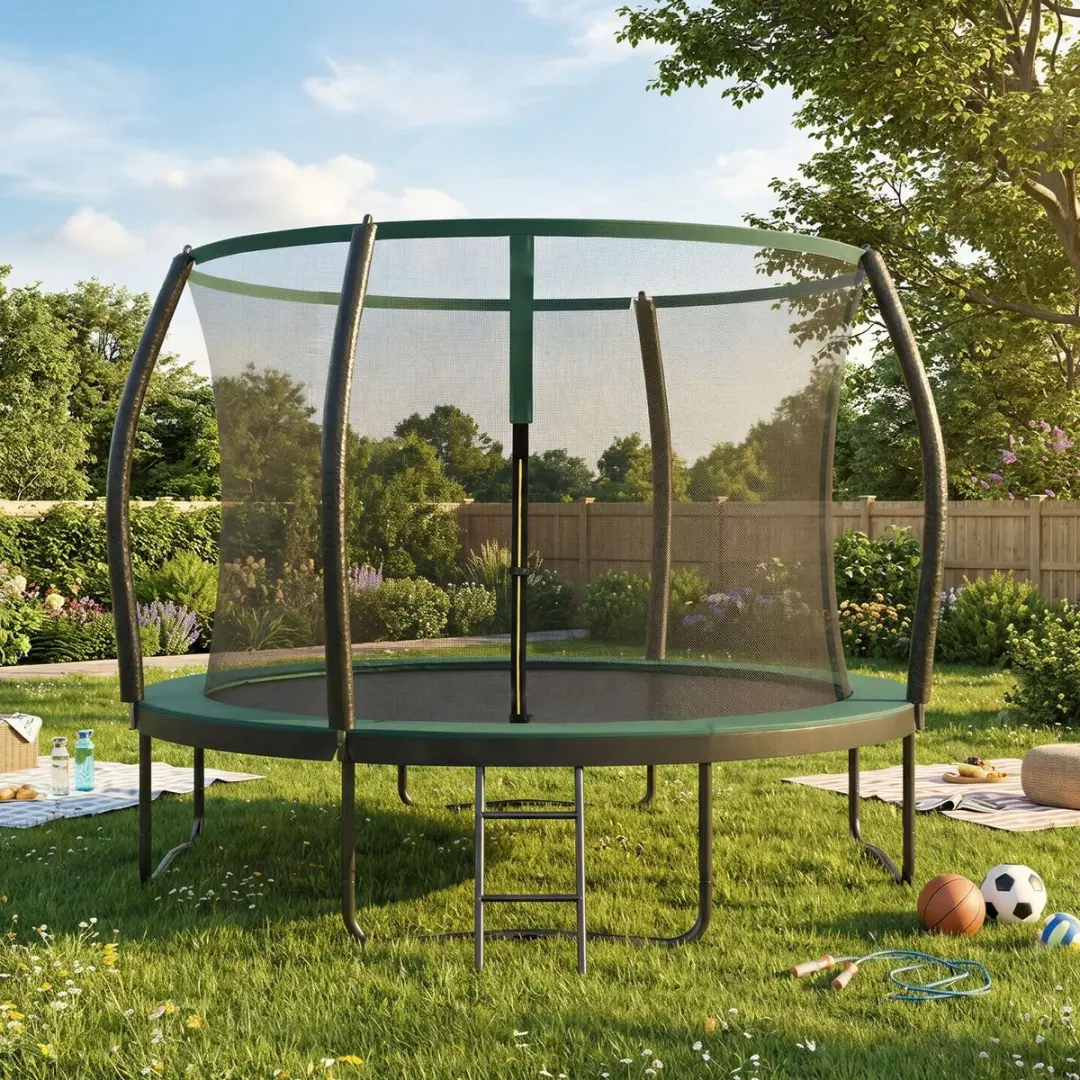 Songmics Trampoline 305cm - Zwart/donkergroen - Veiligheidsnet