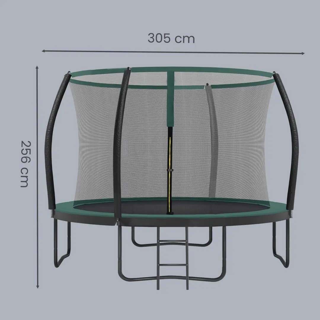 Songmics Trampoline 305cm - Zwart/donkergroen - Veiligheidsnet
