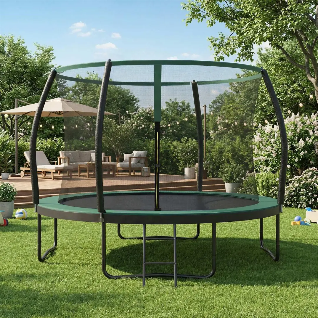 Songmics Trampoline 305cm - Zwart/donkergroen - Veiligheidsnet