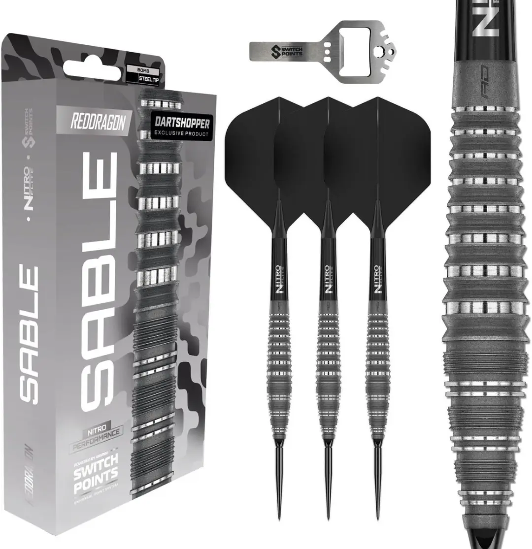 Red Dragon Sable Grey Bomb Switch Point Dartpijlen - 3 Stuks