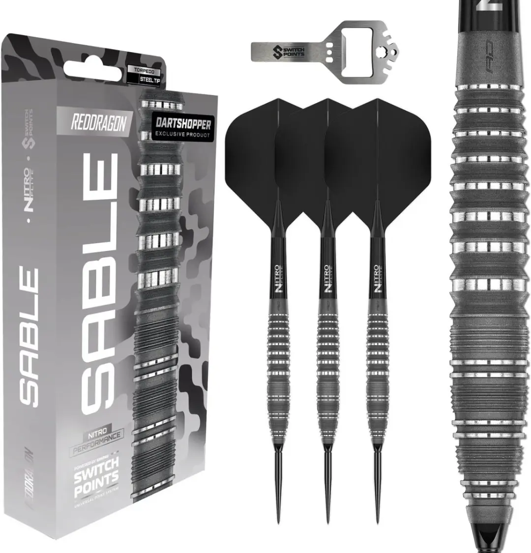 Red Dragon Sable Grey Torpedo Switch Point Dartpijlen - 3 Stuks