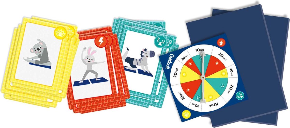 SES - Animal yoga - Yoga voor kinderen - inclusief yoga matjes, spinner bord en  27 kinderyoga kaarten
