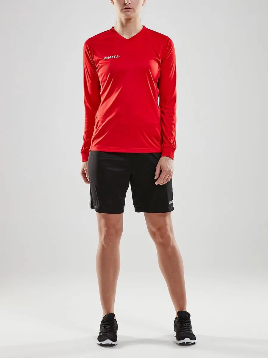 Craft Squad Jersey Solid LS Sportshirt Dames - L - Rood/Wit