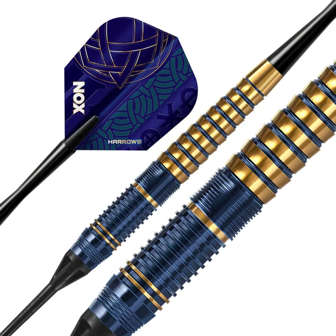 Harrows Nox Brass Soft Tip Darts - 3 Stuks - Blauw/Goud