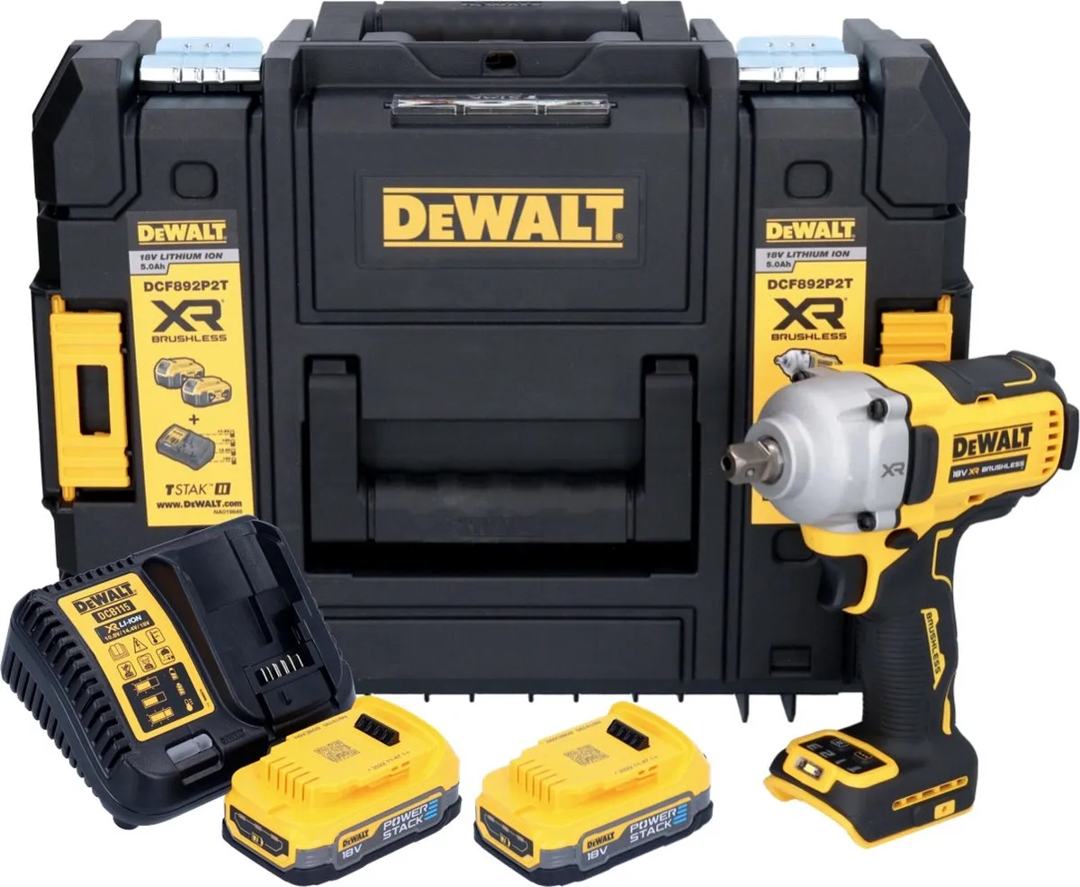 DeWalt DCF892 E2T Slagmoersleutel 18V 813Nm - 2x Accu 1,7Ah + Oplader - afbeelding 4 van 5