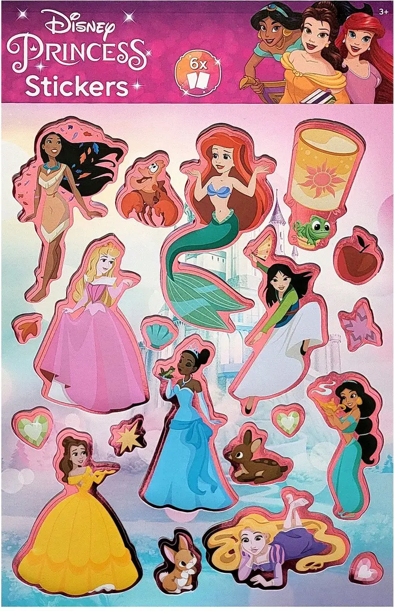 Disney Princess Holografisch Stickerboek - 6 Vellen Roze