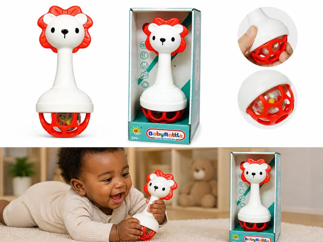 Ledy Toys Baby Rammelaar Siliconen Leeuwtje - Wit