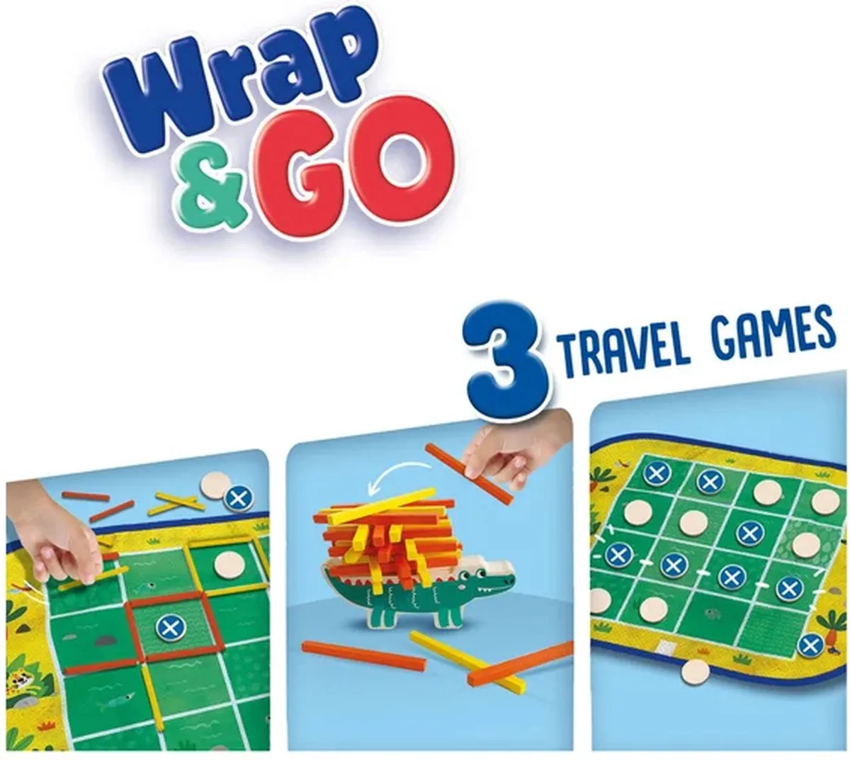 SES Creative Wrap&Go Reisspellen - Vier op een rij/Kamertje verhuur - 3-in-1 - Krokodillenprint - afbeelding 6 van 6