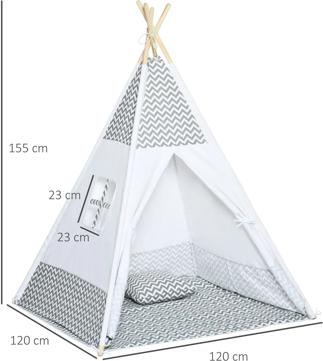 Homcom Kindertent 120x120x155cm - Wit