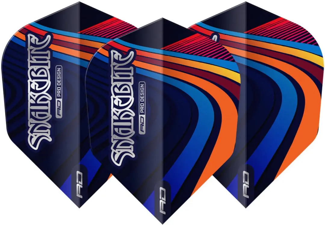 Red Dragon Peter Wright Hardcore Snakebite NO6 Dart Flights - 3 Stuks - Blauw/Oranje