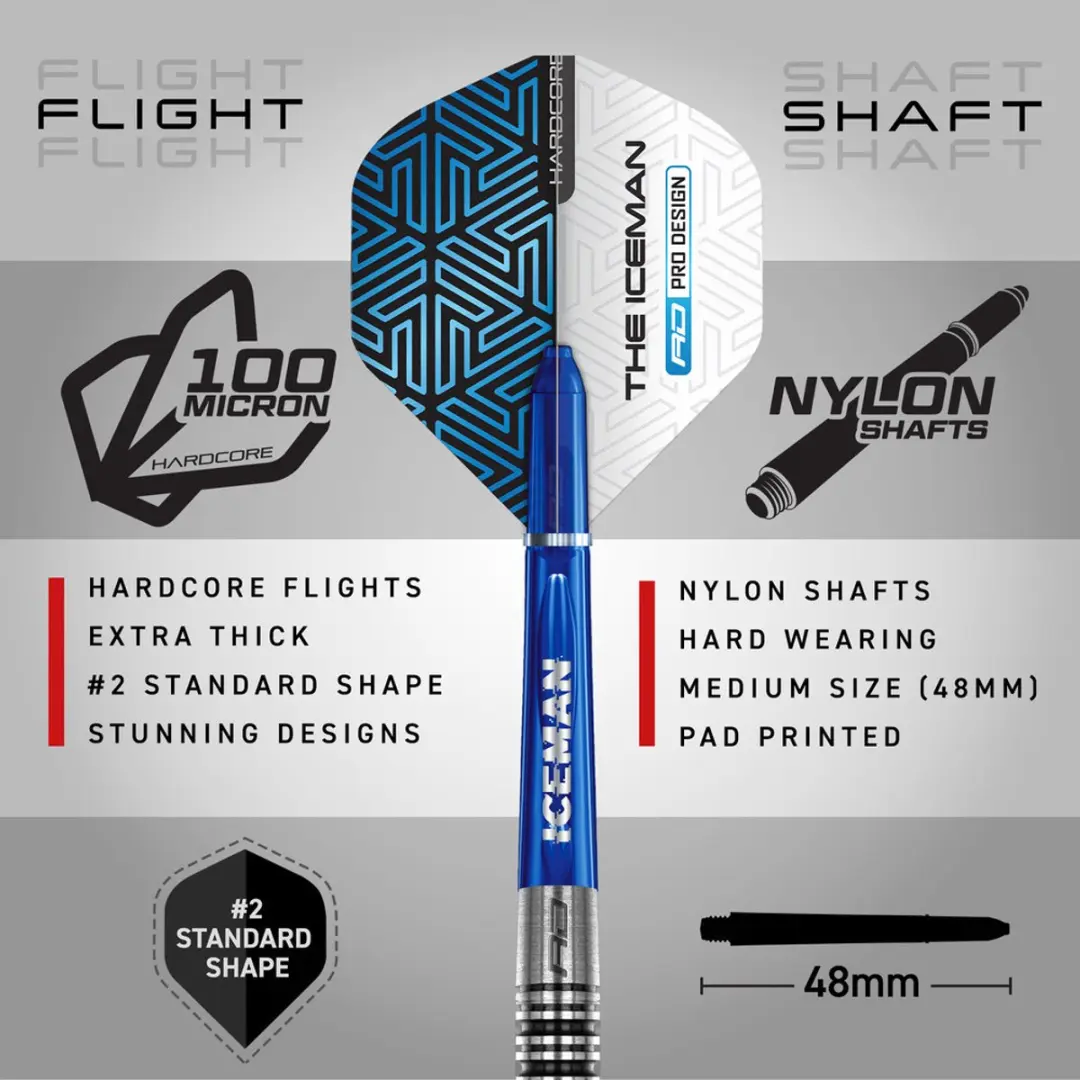 Red Dragon Gerwyn Price Iceman Champions Series Dartpijlen 3-delig - Blauw/Zilver/Zwart
