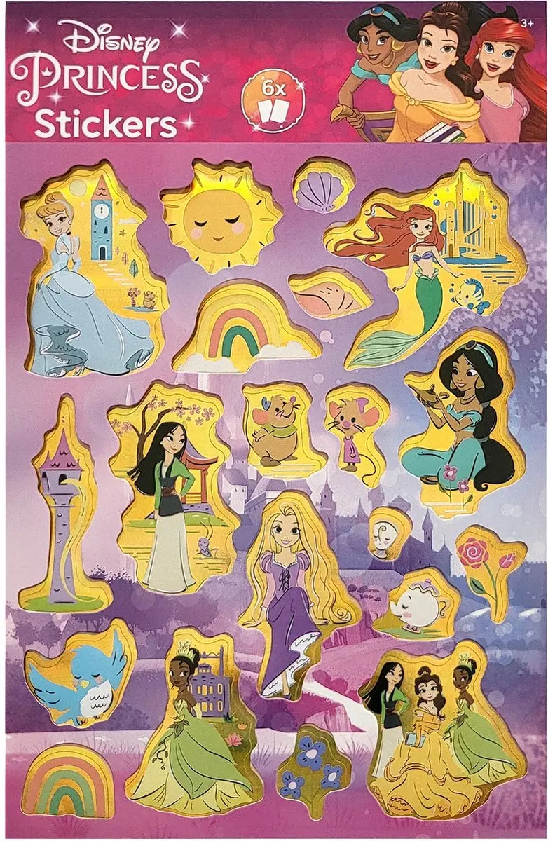 Disney Princess Stickers 6 Vel - Roze/Paars