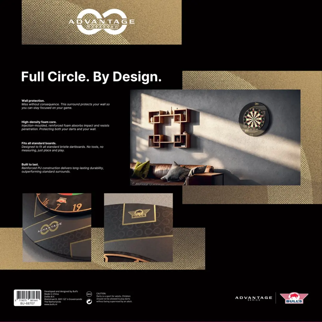 Bull's Advantage 8 Dartbord Surround - Zwart/Goud