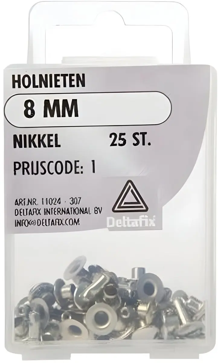 Deltafix Holnieten 8mm Nikkel - 25 Stuks