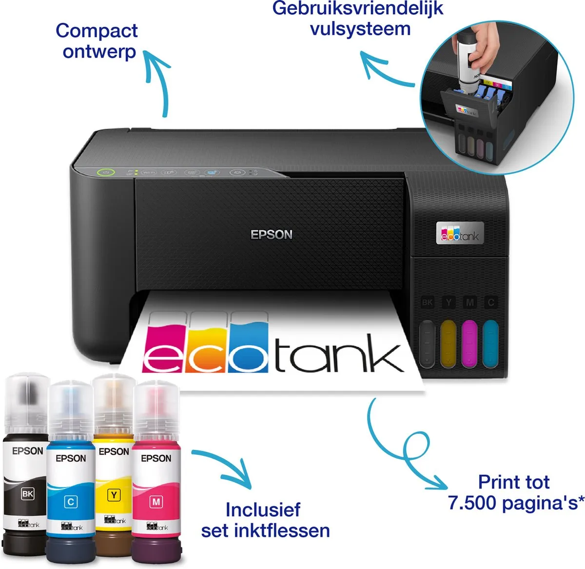 Epson EcoTank ET-2862 Multifunctionele Printer - Zwart