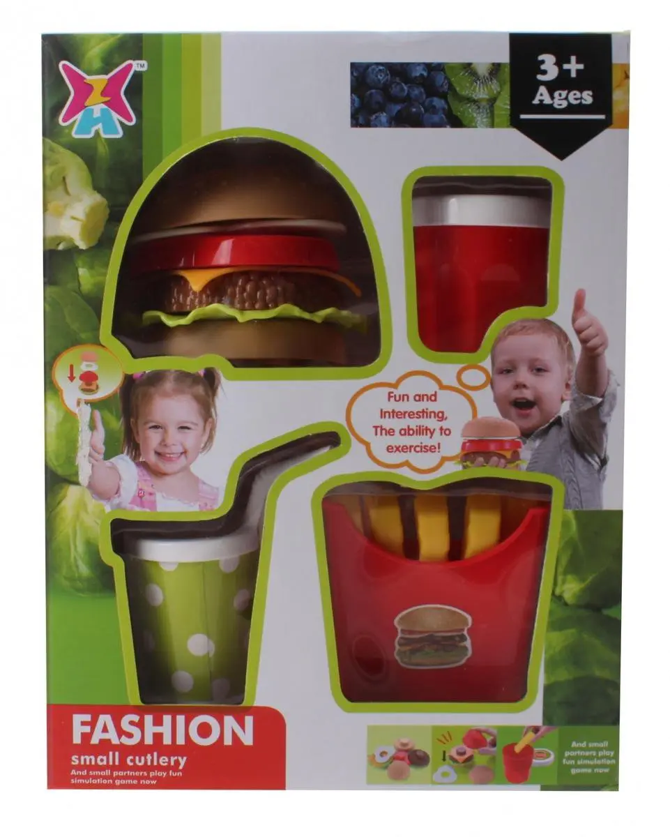 Jonotoys Eetset Happy Meal 4-delig - Multicolor