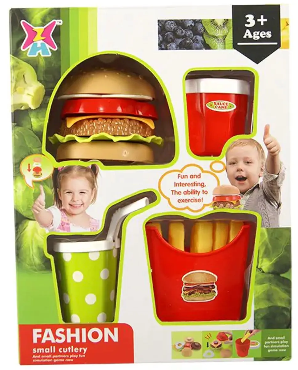 Jonotoys Eetset Happy Meal 4-delig - Multicolor