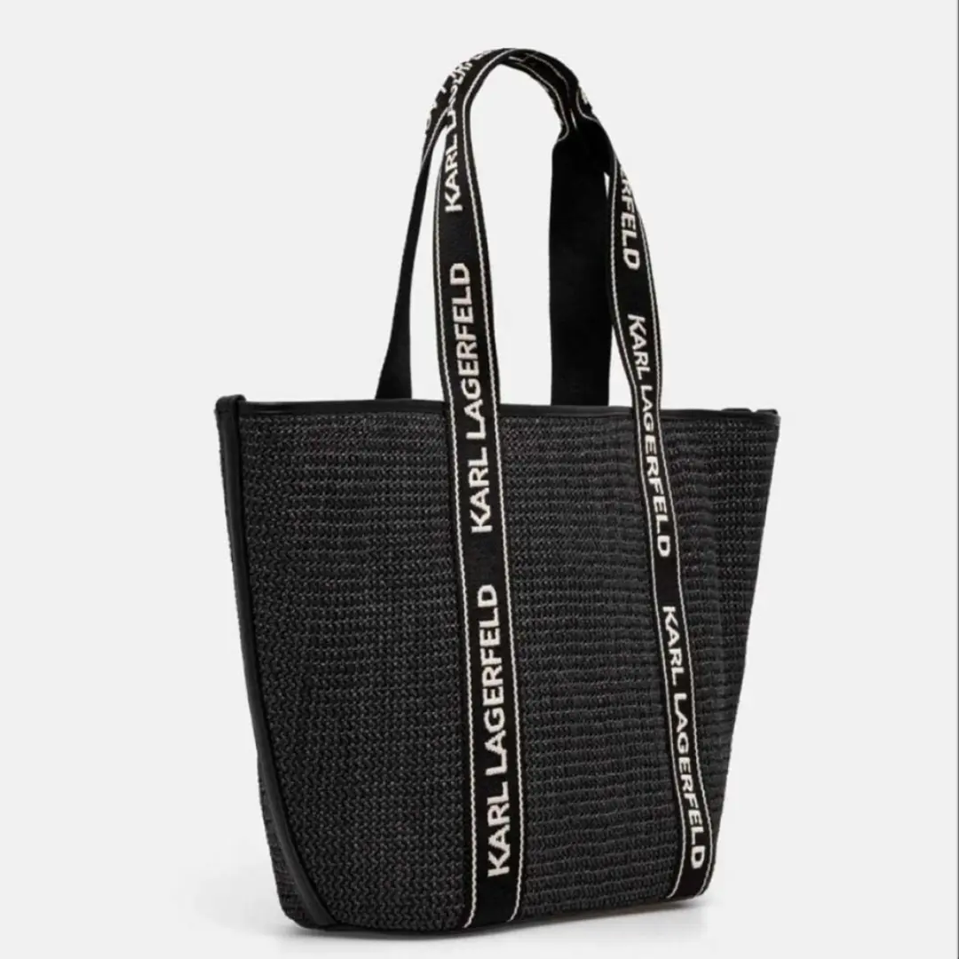 Karl Lagerfeld K/Essential Raffia Bag - Zwart