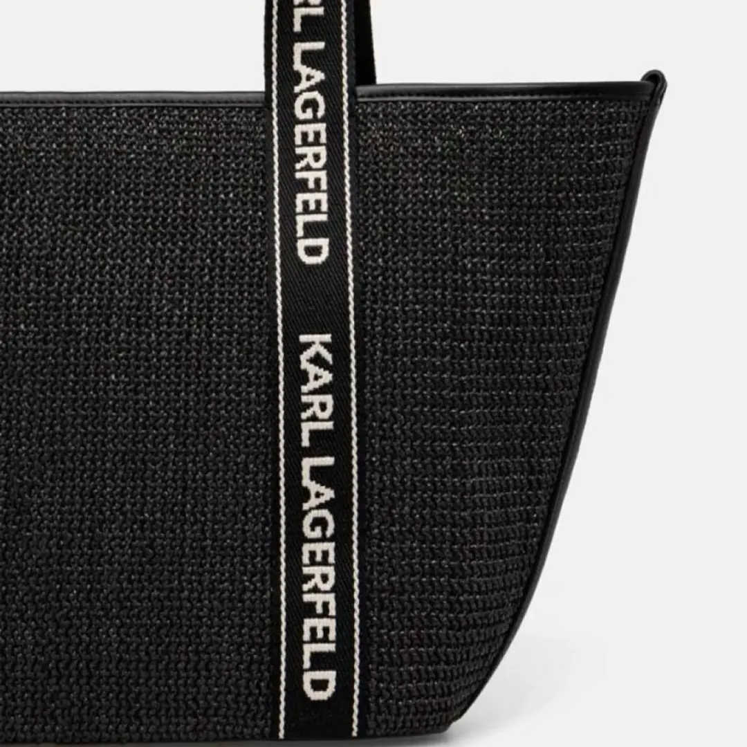 Karl Lagerfeld K/Essential Raffia Bag - Zwart