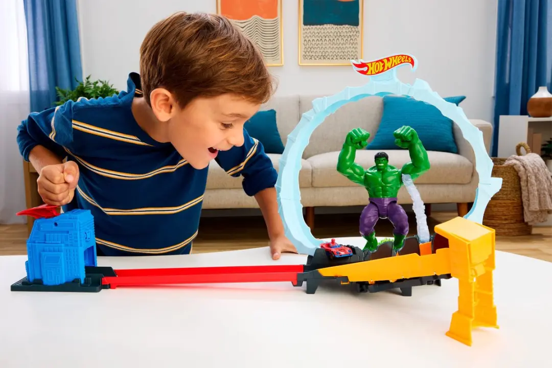 Hot Wheels Superstar Speeders Spider-Man & Hulk Vermorzelen Baanset JMR29 - Meerkleurig