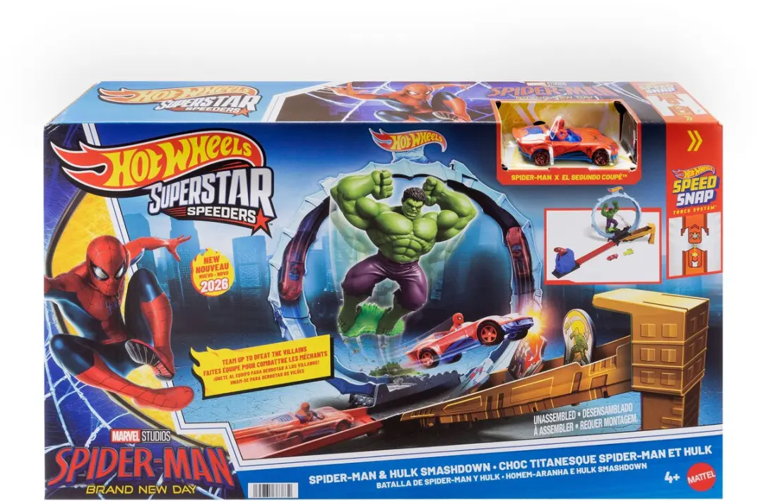 Hot Wheels Superstar Speeders Spider-Man & Hulk Vermorzelen Baanset JMR29 - Meerkleurig