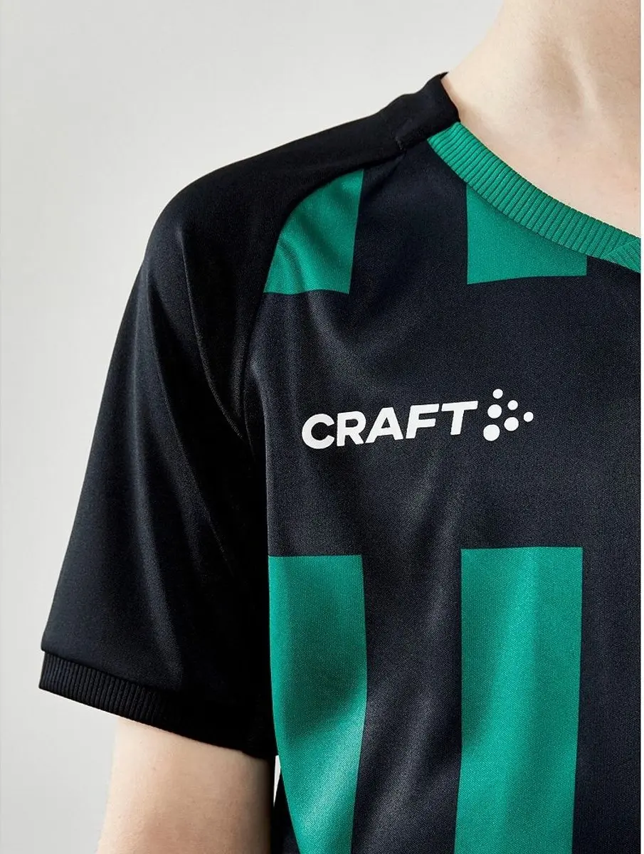 Craft Progress 2.0 Stripe Shirt Kinderen - 158/164 - Zwart/Groen