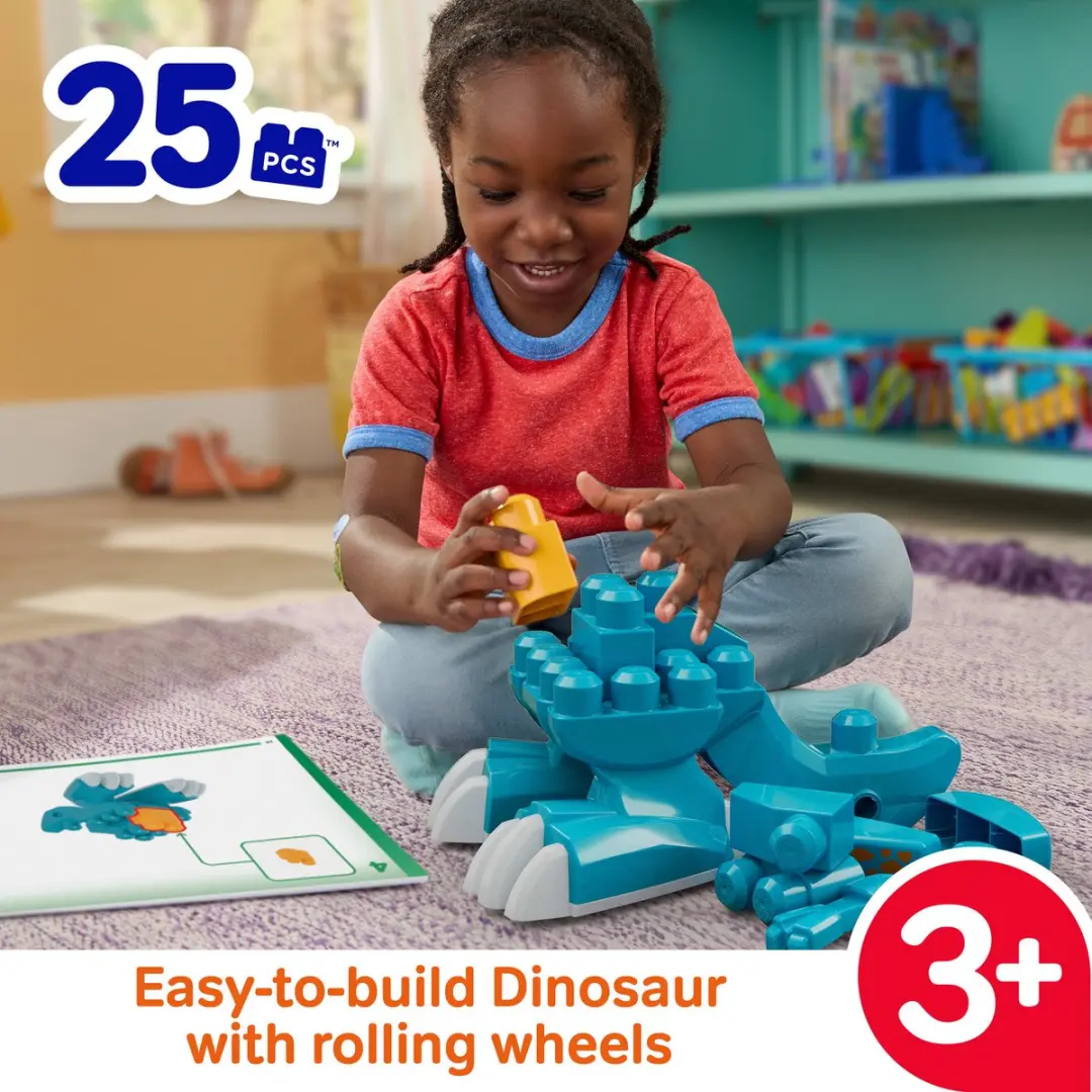 Mega Bloks Fisher-Price Bouw en Hap Dinosaurus T-Rex - 25 Stuks - Meerkleurig