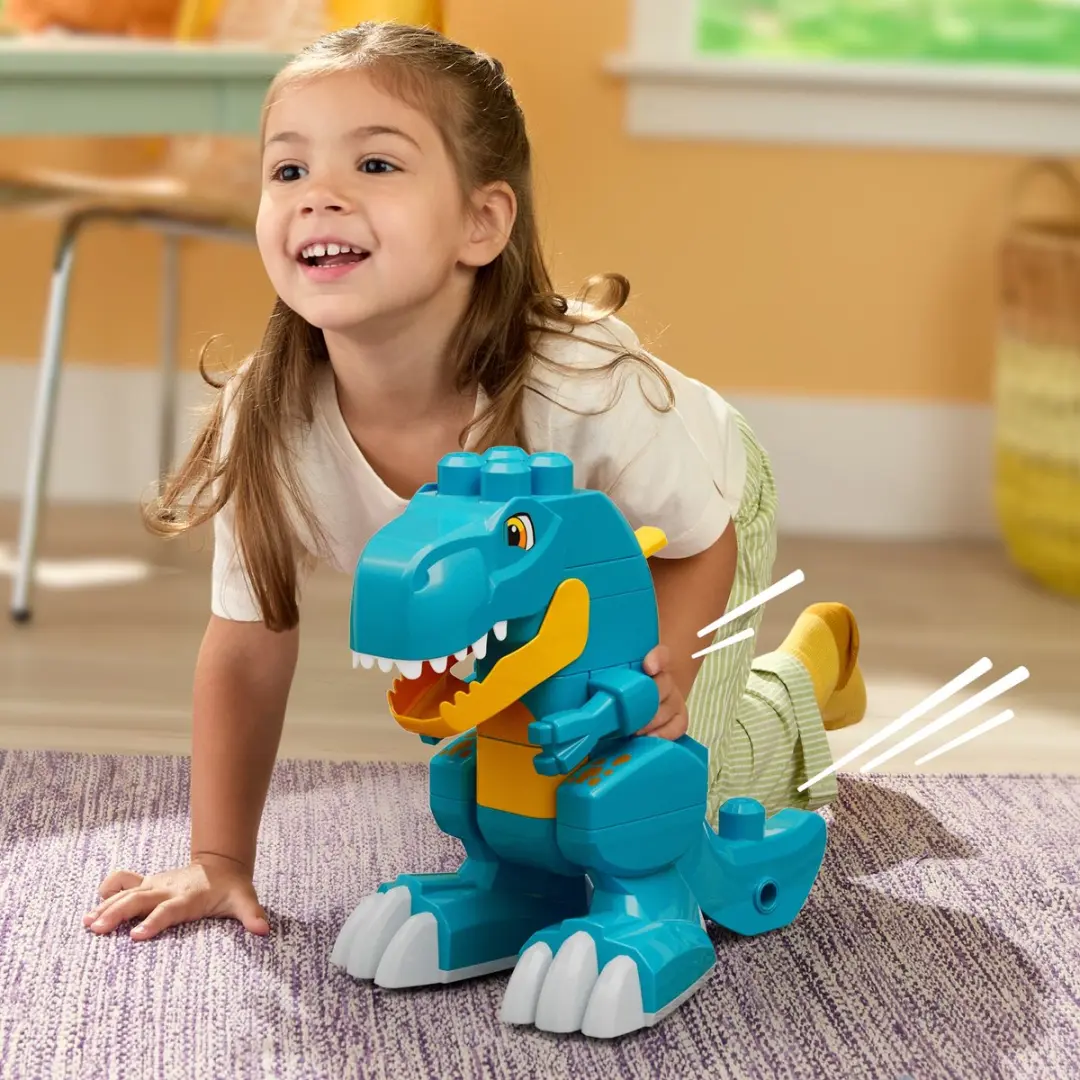 Mega Bloks Fisher-Price Bouw en Hap Dinosaurus T-Rex - 25 Stuks - Meerkleurig