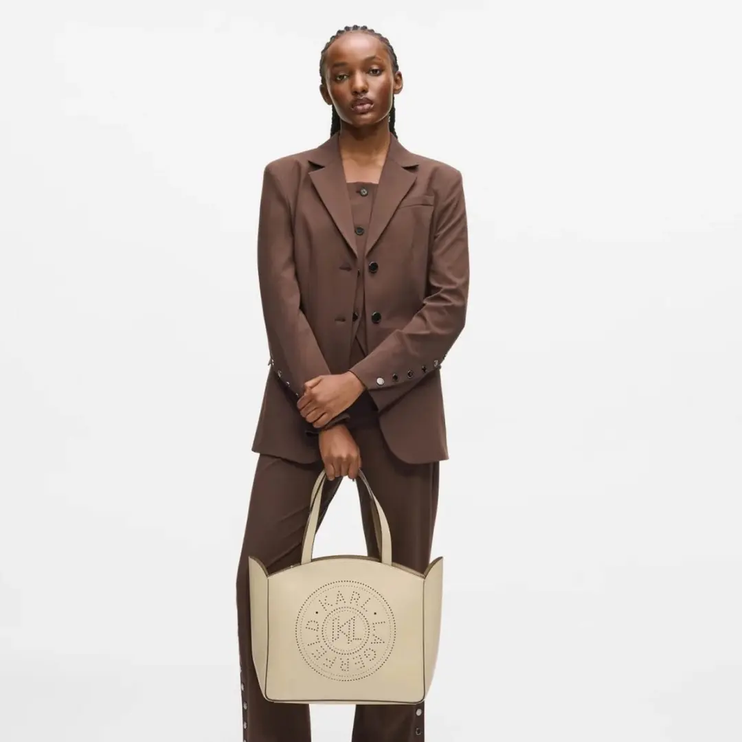 Karl Lagerfeld K Circle Mid Zip Tote - Beige