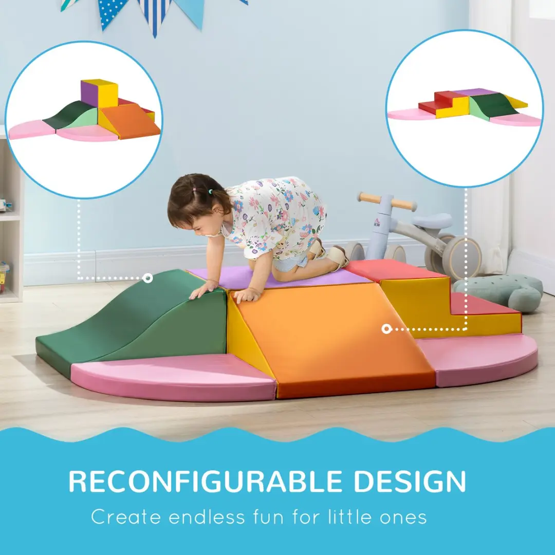 Homcom Kids Soft Play Set 150x100x24cm - 6-delig - Roze/Geel/Orange/Rood/Paars/ Groen - afbeelding 6 van 6