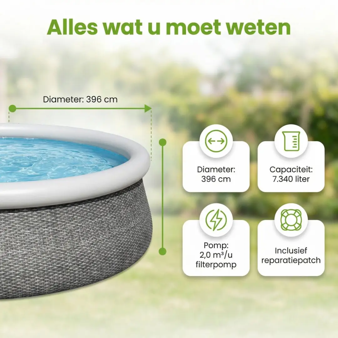 Bestway Fast Set Zwembad 396x84cm - 7-delig - Grijs
