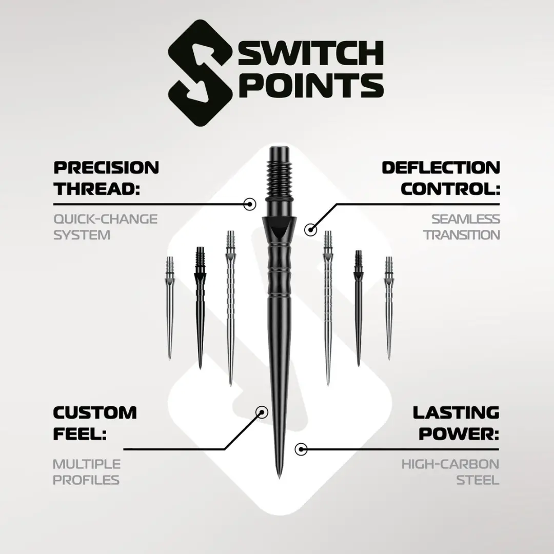Winmau Switch Point Smooth Silver T1N40 - 3 Stuks