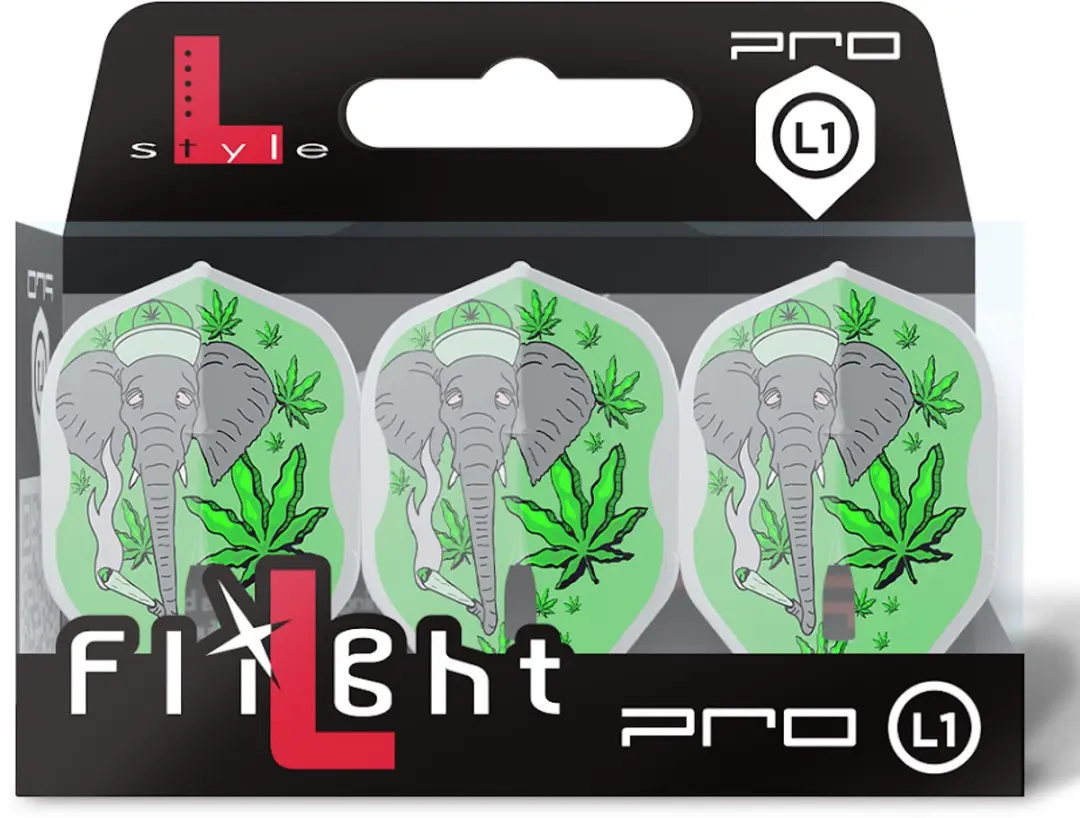 L-Style L1 Pro Chillephant Dart Flights - 3 Stuks - Grijs/Groen