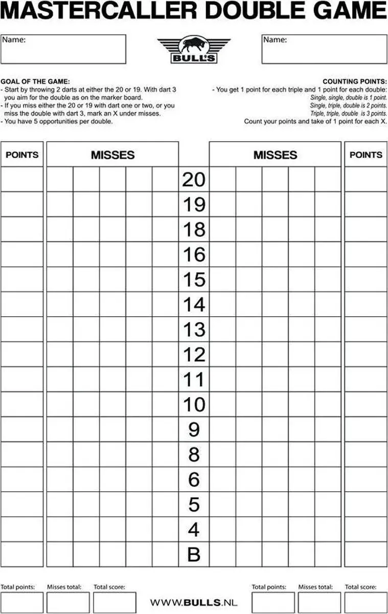 Bull's Double Game Scoreboard Flex 30x45cm