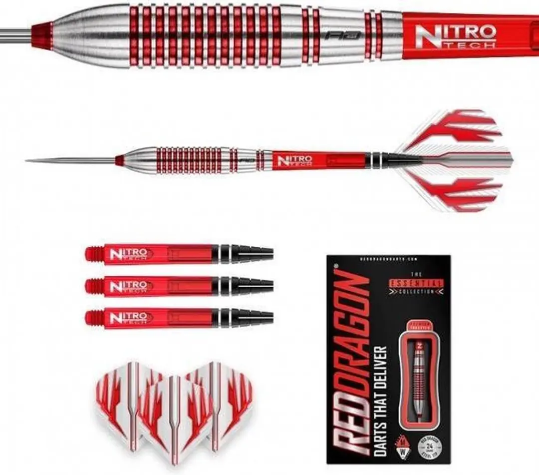 Red Dragon Reflex Dartpijlen 3-delig - Rood/Zilver