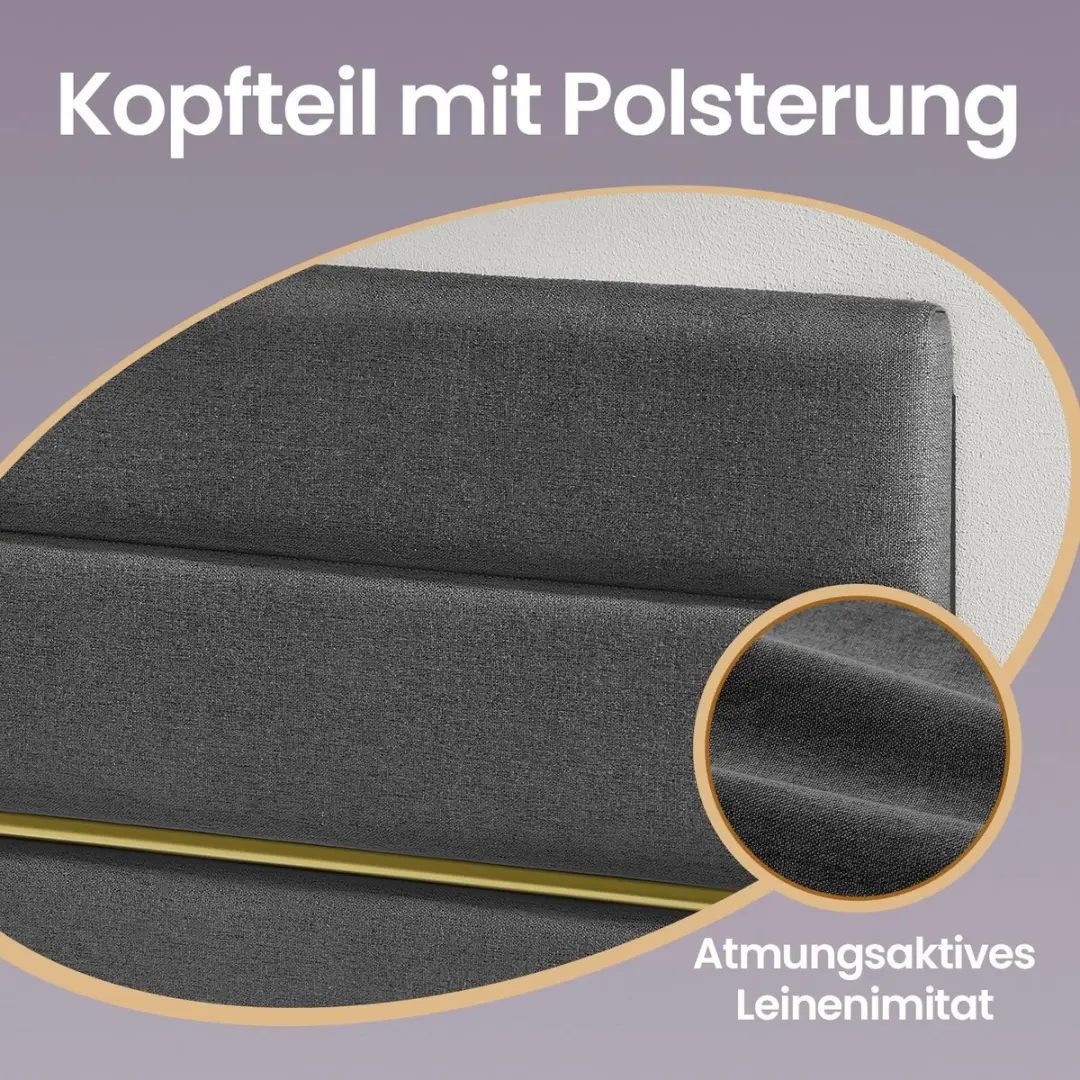 Songmics Eenpersoons Bedframe 90x200cm - Leigrijs - 250 kg - afbeelding 6 van 6
