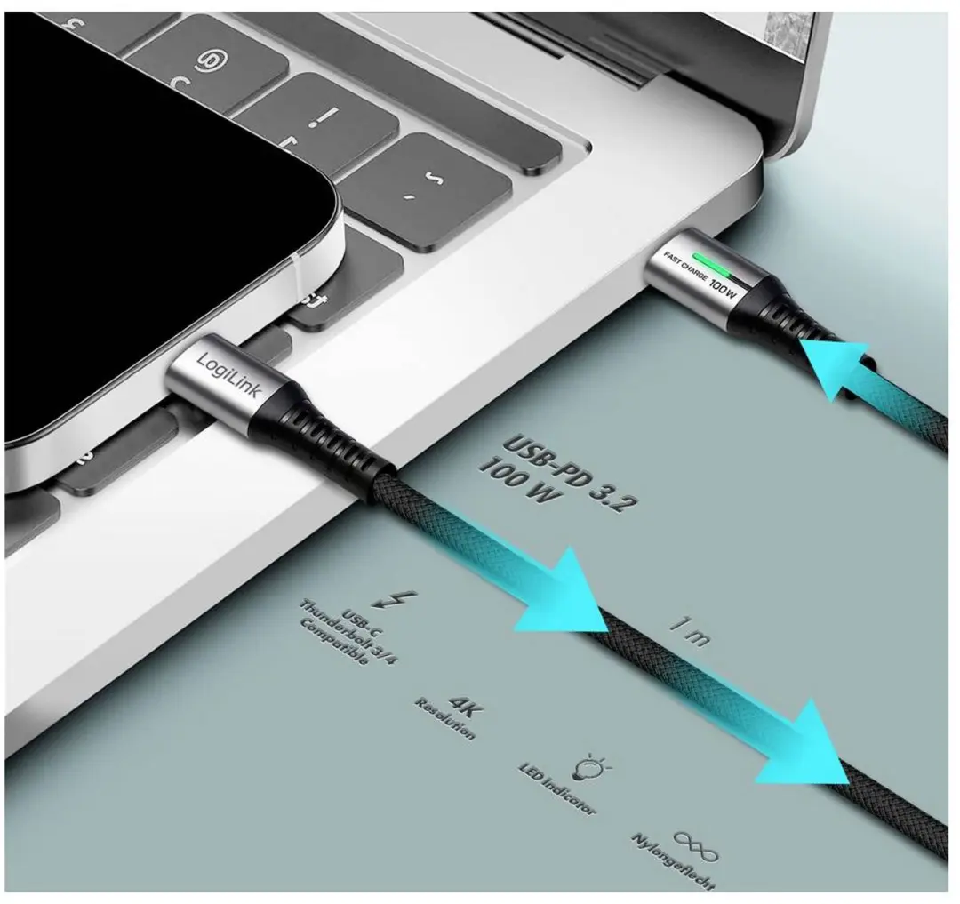 Logilink CU0432 USB-C Kabel 1m - 4K UHD - Zwart