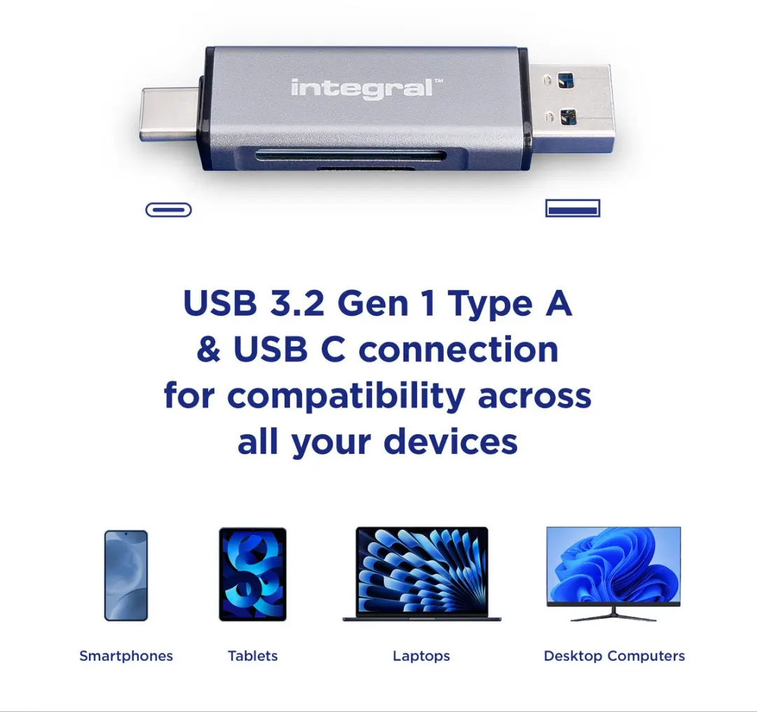 Integral INCRUSB3.2ACSDMSDR USB 3.2 Gen 1 Kaartlezer - SD/MicroSD