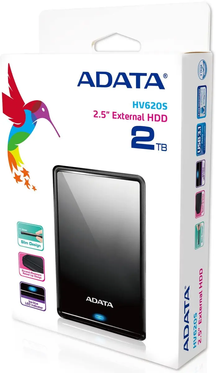 ADATA AHV620S Externe Harde Schijf 2TB - Zwart