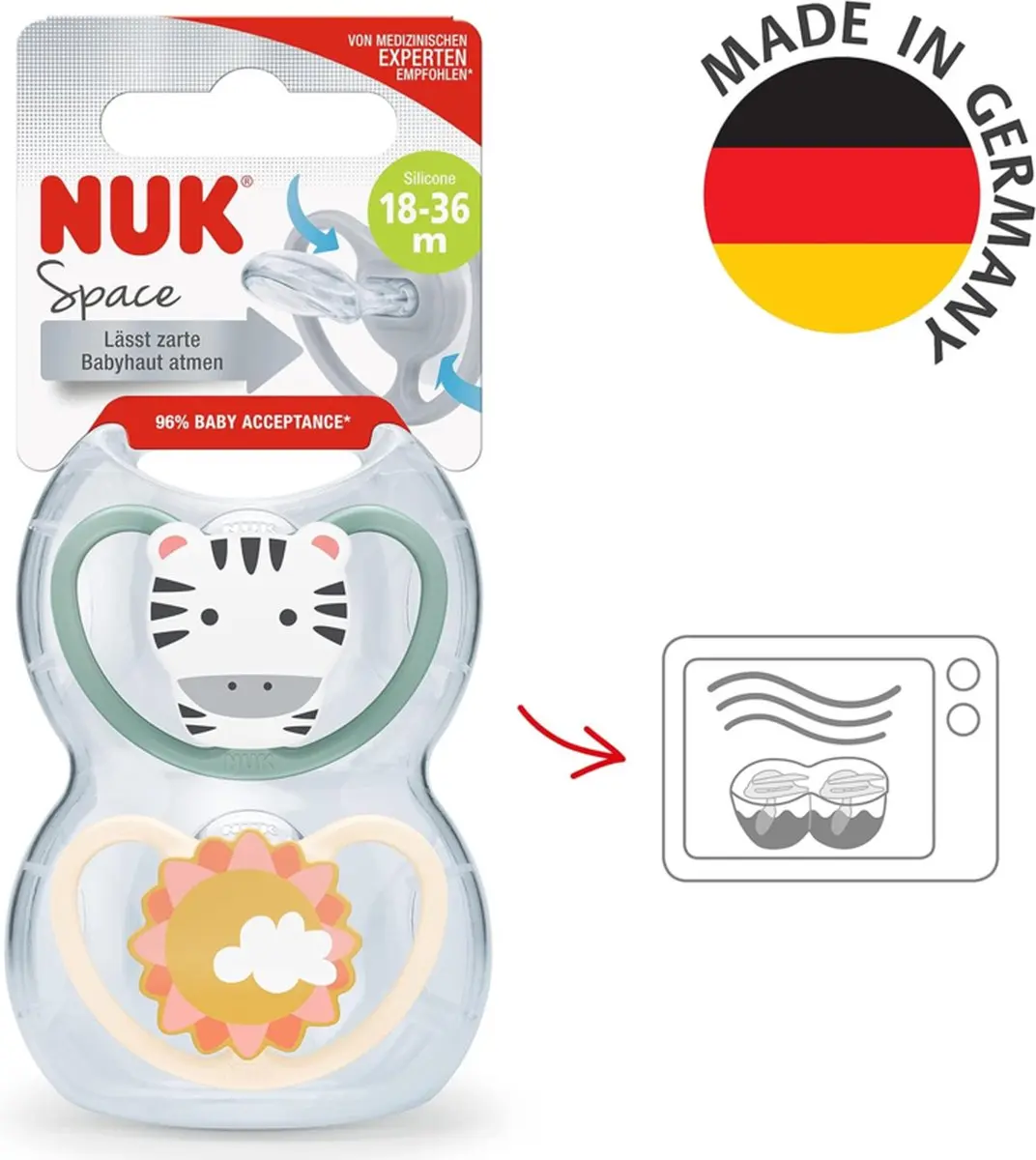 NUK Space Fopspeen Zebra & Zon - 6-18 Maanden