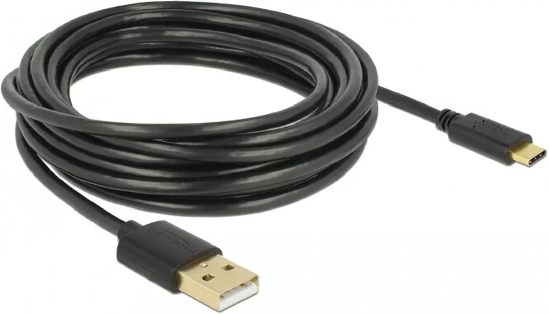 Delock USB-C naar USB-A Kabel 2.0 3A - 4m - Zwart